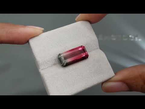 Polychrome vivid pink and gray tourmaline 9.45 ct in octagon cut, Congo Video  № 2