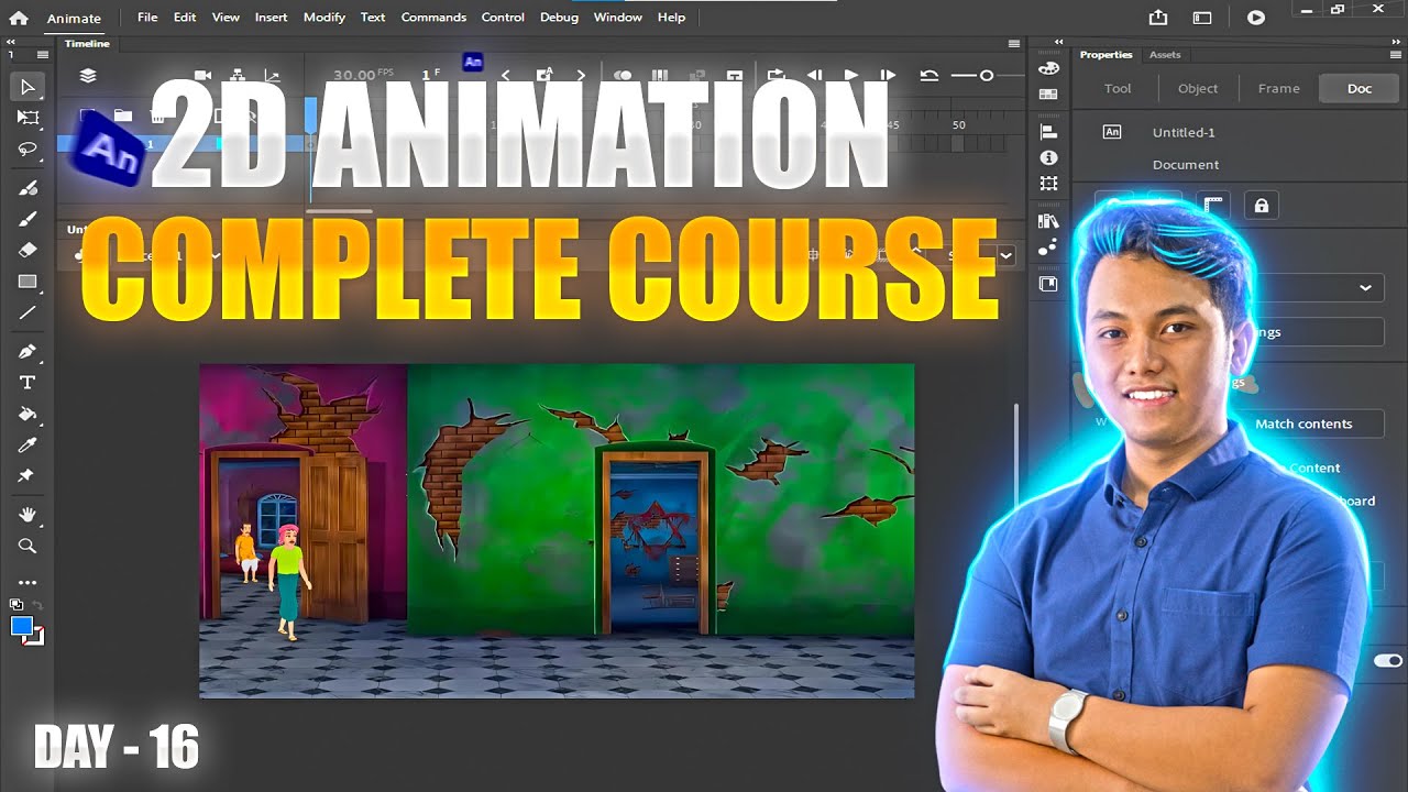 2D Animation Full Course in Urdu/Hindi | Day 16 of our 2D Animation Course using Adobe Animate CC!