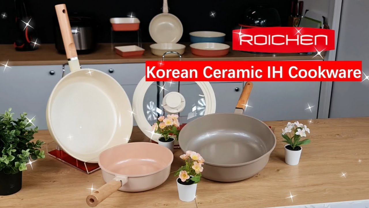 Korean Pink Kitchen Pans Healthy Ceramic Non-stick Coating Frying