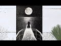 Moonlight |Full Moon Painting | Black and White Painting | Easy Painting for Beginners | Acrylics