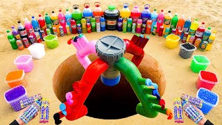 Make Underground Pipe Eruption with Big Coke, Sprite, Different Fanta, Mtn Dew, Cola vs Mentos