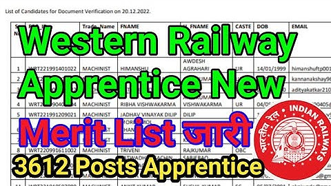 #Western #RailwayApprentice# New Merit #List 3612 Posts#Apprentice2022#raushan iti information