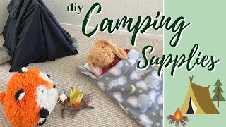 How to Make Camping Supplies for Stuffed Animals | Sleeping Bag | Tent | Campfire