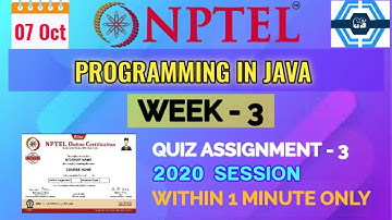 Programming in Java - NPTEL || WEEK 3 QUIZ ASSIGNMENT SOLUTION ||