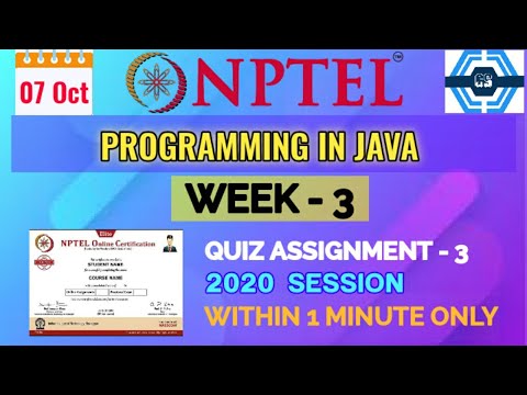 Programming in Java - NPTEL || WEEK 3 QUIZ ASSIGNMENT SOLUTION ||