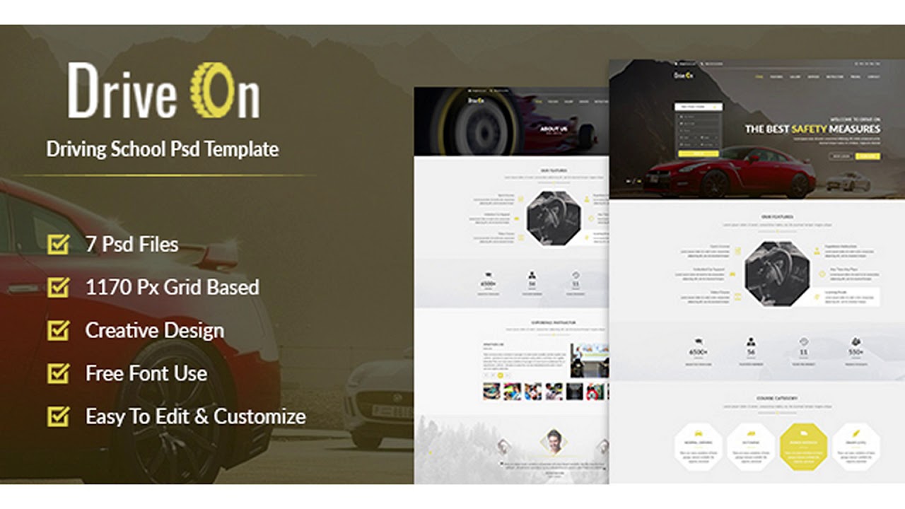 Driveon Driving School Psd Template Themeforest Website