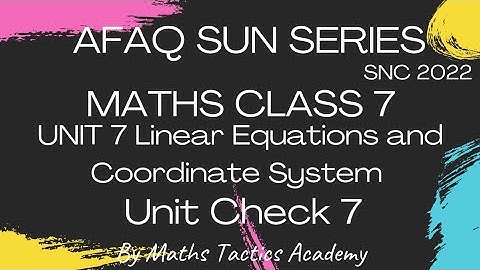 Afaq Sun Series Maths Class 7 SNC 2022|Unit 7 Linear Equations & Coordinate System Unit Check 7