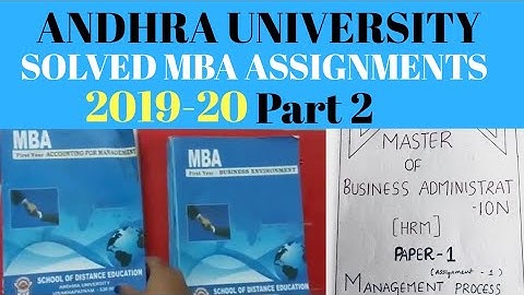 Solved MBA assignments of Andhra University in 2020. Part 2 Assignment for MBA by RUPA
