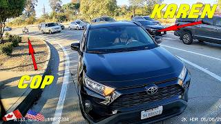 WOMAN GETS INSTANT KARMA TRYING TO ROAD RAGE IN FRONT OF COP