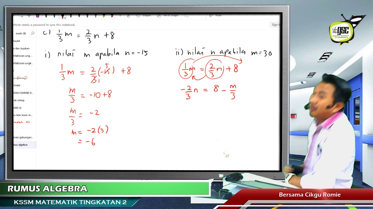 2018 Kssm Matematik Tingkatan 2 Bestari 03 Rumus Algebra Vtutor