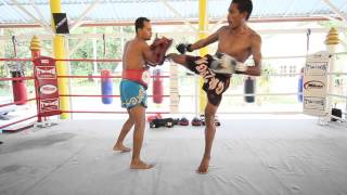 Jab-Cross-right mid kick-Teep defense-Right mid kick