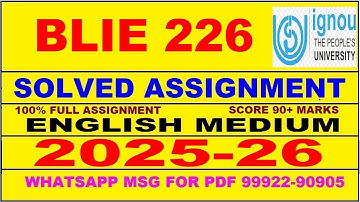 BLIE 226 solved assignment 2025-26 in English || blie 226 solved assignment 2026 || blie226 2025-26