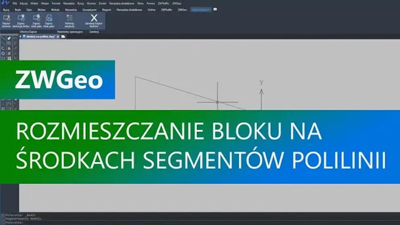 Rozmieszczanie bloku na środkach segmentów polilinii. ZWGeo 2022