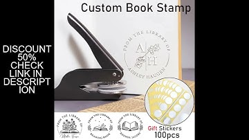 Personalized Book Embosser,100pcs Sliver Stickers Kit Library Embosser Stamp,Ex-libris Embosser,Cust