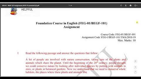 (FEG-02 / BEGF-101 ) IGNOU solved assignment 2019 / Foundation course in English