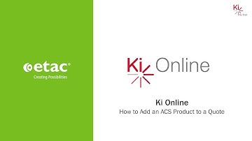 Ki Online - How to Add an ACS Product to a Quote