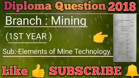 Mining Technology 1st year Mining branch Question paper 2018 | diploma