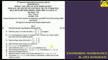 Session#1 Complete Solution of Question Paper Maths-II 2018-19 | BPUT | Quick Preparation for Exam