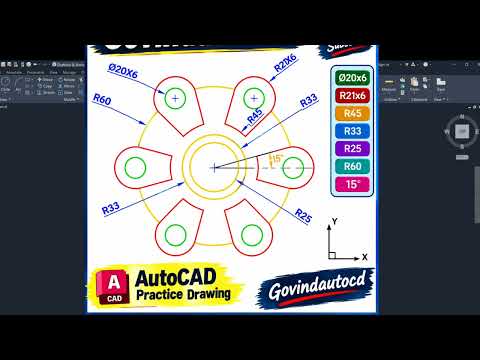 AutoCAD 2D Practice Drawing | Trim + Polar Array + Circle Command 🔥 | Step by Step
