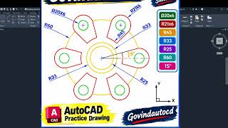 AutoCAD 2D Practice Drawing | Trim + Polar Array + Circle Command 🔥 | Step by Step Update