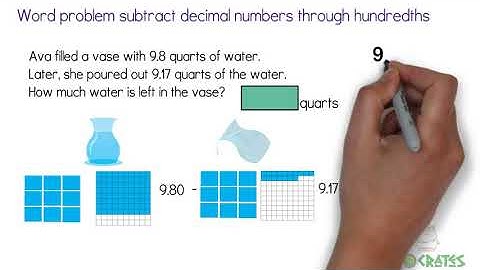 Word Problem Subtract decimal numbers of different places through hundredths