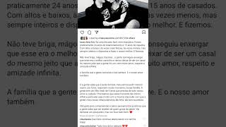 Sandy e Lucas Lima anunciam separação com post no Instagram