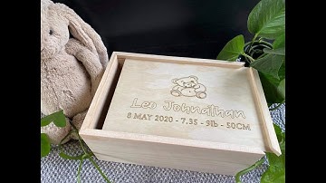 Wooden keepsake box w/laser engraved sliding lid