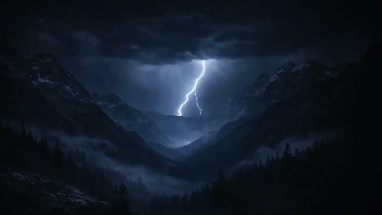 Heavy Thunderstorm in the Mountains | Intense Rain & Deep Night Ambience (4 Hours)