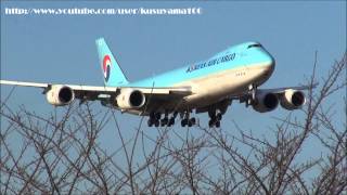 Boeing 747-8F Crosswind landing at Narita Airport!!RWY16R!!成田空港