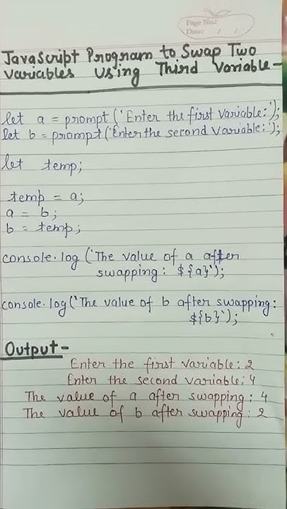javascript program to swap two variables using third variable ...
