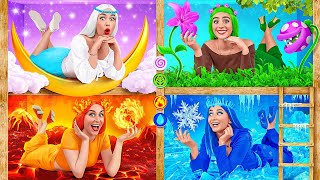 Four Elements Build a Bunk Bed | Fire Girl, Water Girl, Air Girl and Earth Girl Multi DO Challenge