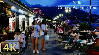 [4K] CRIMEA YALTA RUSSIA 2023. Evening walk. People, music, DJs. Travel to Russia. Real Crimea.