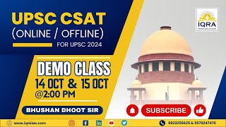 CSAT Demo Class 3 Bhushan Dhoot Sir | IQRA IAS New Batch Announcement screenshot 3