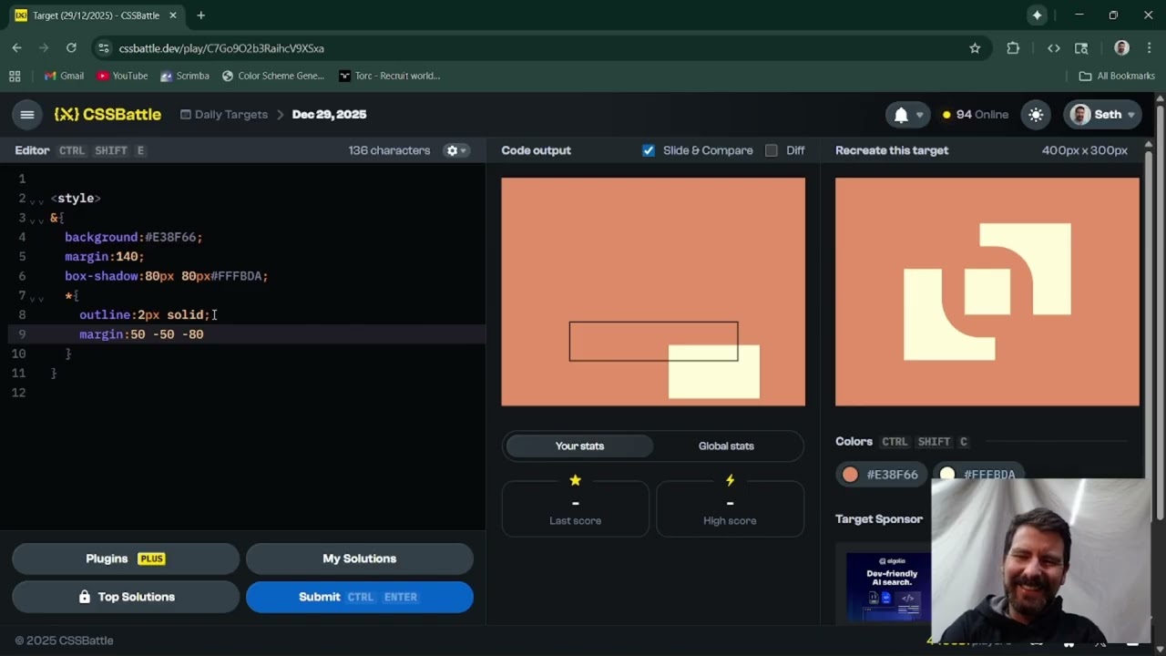 CSS Battle Daily Target - Outlined Overlap