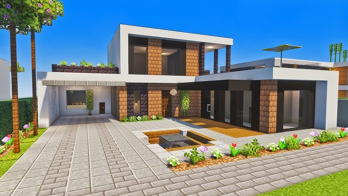 Casa de Madeira e com 2 andares no Minecraft #minecraftideias #minecr