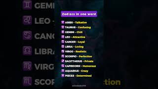 Zodiac signs in one word  #astrology #horoscope #zodiac