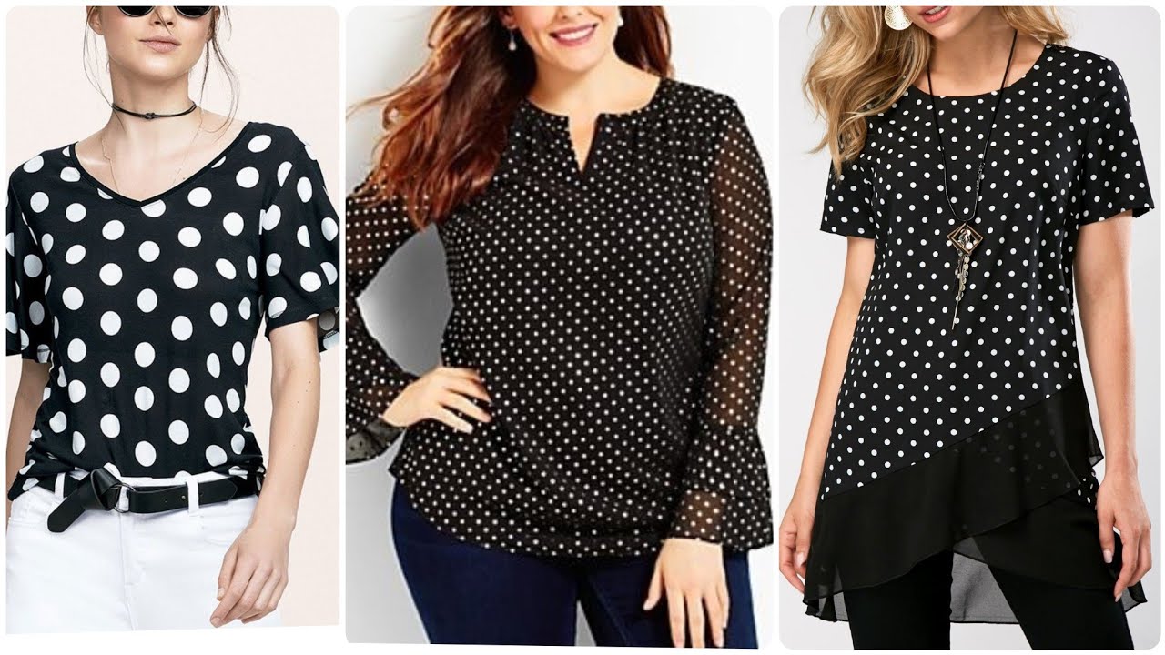 50 Most Trendy Polka Dot Black & White Blouses Style YouTube