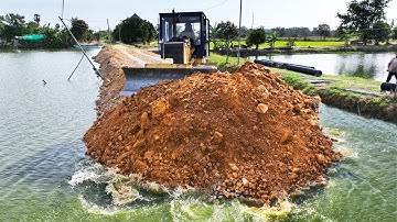 Wonderful In Action.! Amazing Dump Truck And Bulldozer D31P Push Stone Build a Road on Water