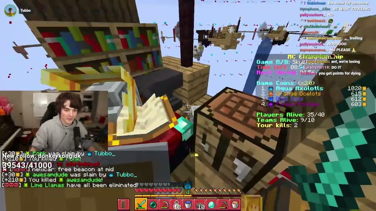 Tubbo pearls into a 1v2 during Skyblockle, but this time it works this time