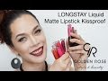 GR Golden Rose Longstay Liquid Matte Lipstick Kissproof - Lipstick Swatches in 1 minute