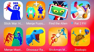Stick War,Dinosaur Rampage,Stickman Merge,Yoologic,Merge Master,Find The Alien,Fat 2 Fit Body Race
