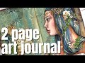 Double page art journal - magic forest