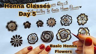 Henna Classes Day 5 | Introduction to Basic Henna Flowers| Henna Classes By Thouseens/ Learn henna