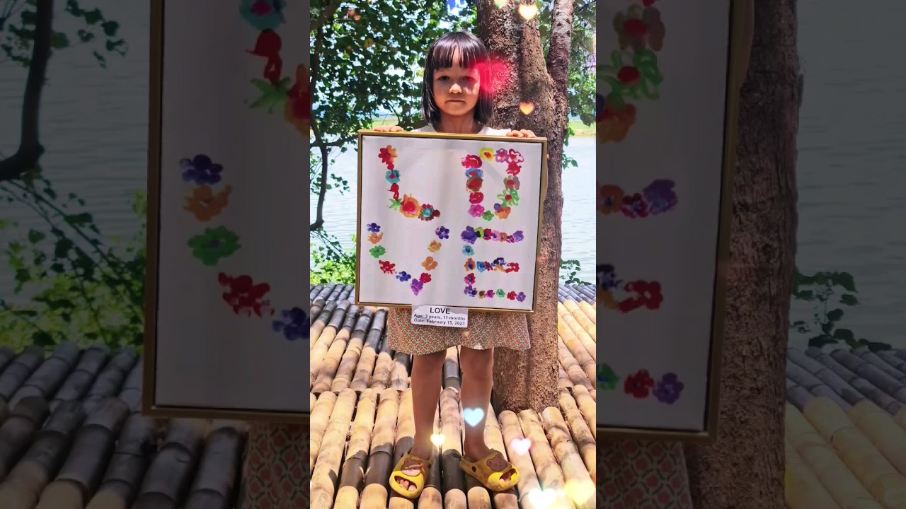 LOVE painting by kid artist Mia Mai | Acrylic painting | Mia Mai Art