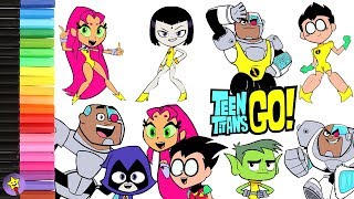 Teen Titans Go Coloring Book Page Compilation Raven Starfire Beast Boy Cyborg Coloring Page