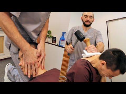Russian hardcore adjustments with a hammer | Scoliosis treatment ASMR