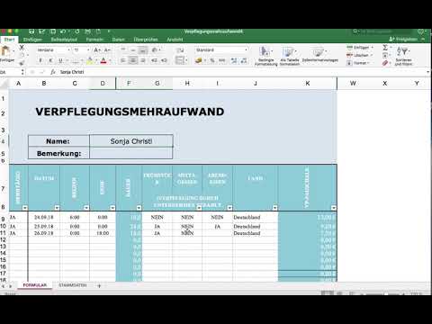 Update Verpflegungsmehraufwand erfassen