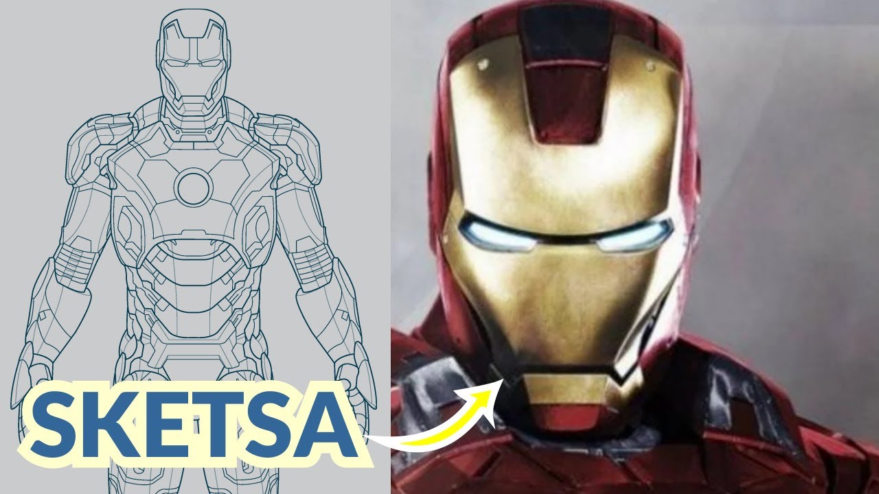 Menggambar Sketsa Baju Zirah Iron Man Ironman Sketch 