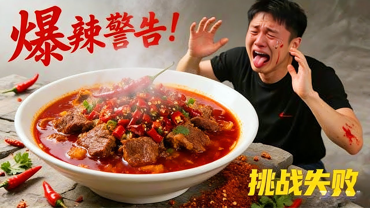 🔥【辣王挑战】谁懂这个辣度暴击！巡辣挑战冒烟辣翘脚牛肉面，魔鬼椒加持辣到眼泪狂飙#无辣不欢美食#冒烟辣牛肉面#爆辣【辣王刘泳杰】