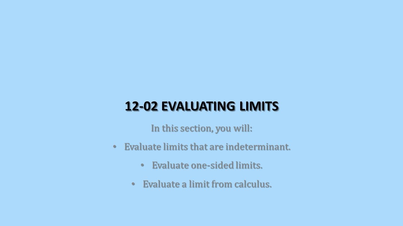 Precalculus 12-02 Evaluating Limits - YouTube